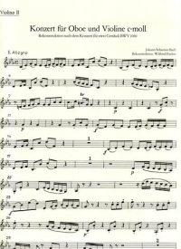 Bach Concerto Cmin (violin & Oboe) Violin 2 Part Sheet Music Songbook