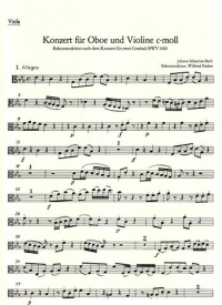 Bach Concerto Cmin (violin & Oboe) Viola Part Sheet Music Songbook