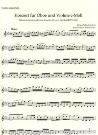 Bach Concerto Cmin (violin & Oboe) Violin Solo Pt Sheet Music Songbook