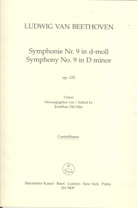 Beethoven Symphony No 9 Op125 Dmin Bass (ba) Sheet Music Songbook