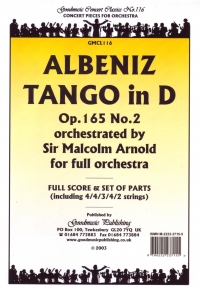 Albeniz Tango In Dmaj For Orchestra Sc/pts Sheet Music Songbook