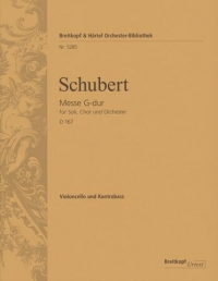 Schubert Mass In G D167 Cello/bass Part Sheet Music Songbook