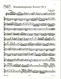 Bach Brandenburg 4 Flute 2 Part Sheet Music Songbook