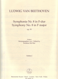 Beethoven Symphony No 8 F Op 93 Violin I Part Sheet Music Songbook