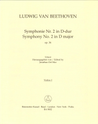 Beethoven Symphony No 2 D Op36 Violin I Sheet Music Songbook