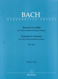 Bach Concerto A Minor Violin Bwv1041 Full Score Sheet Music Songbook