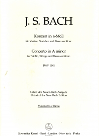 Bach Concerto A Minor Violin Bwv1041 Cello/bass Sheet Music Songbook