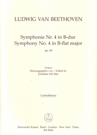 Beethoven Symphony No4 Bflat Op60 Double Bass Part Sheet Music Songbook