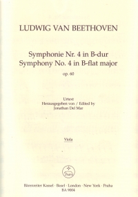 Beethoven Symphony No 4 Bflat Op60 Viola Part Sheet Music Songbook