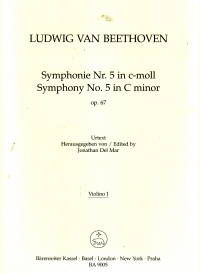 Beethoven Symphony No 5 Violin I Part Sheet Music Songbook