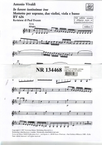 Vivaldi In Furore Justissimae Irae Set Of Parts Sheet Music Songbook
