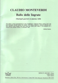 Monteverdi Ballo Dell Ingrate Score Sheet Music Songbook