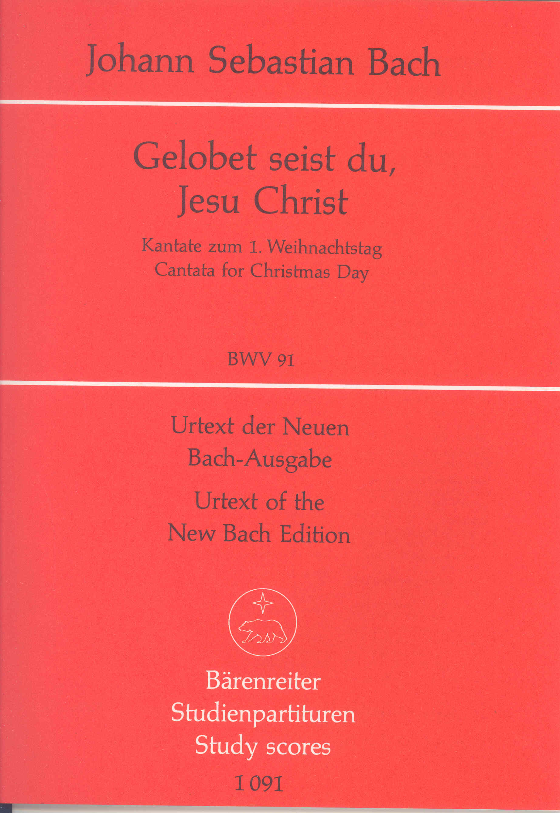Bach Cantata No 91 Gelobet Seist Du Jesu Christ Sheet Music Songbook