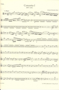 Bach Concerto For Keyboard No 1 Dmin Viola Part Sheet Music Songbook