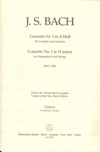 Bach Concerto For Keyboard No 1 Dmin Cello/kbd Pt Sheet Music Songbook