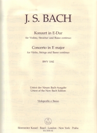 Bach Concerto For Violin In E (bwv 1042)(cello Pt) Sheet Music Songbook