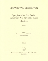 Beethoven Symphony No 3 Violin 1 Part Sheet Music Songbook