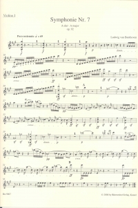 Beethoven Symphony No 7 In A Op 92 Violin 1 Sheet Music Songbook