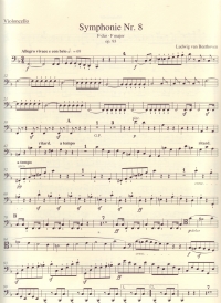 Beethoven Symphony No 8 F Op 93 Cello Part Sheet Music Songbook