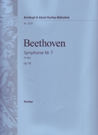 Beethoven Symphony No 7 Op92 Full Score Sheet Music Songbook