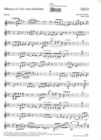 Puccini Messa Di Gloria 2nd Violin Sheet Music Songbook