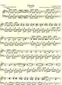 Vivaldi Gloria Rv589 Organ Sheet Music Songbook