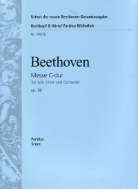 Beethoven Mass C Major Op 86 Full Score Sheet Music Songbook