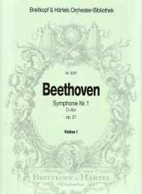 Beethoven Symphony No 1 In C Op21 Violin 1 Part Sheet Music Songbook