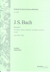 Bach Concerto D Minor Bwv1060 Harpsichord/piano Sheet Music Songbook