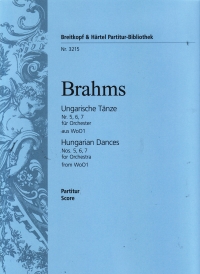Brahms Hungarian Dances 5 6 & 7 Full Score Sheet Music Songbook