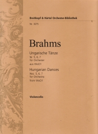 Brahms Hungarian Dances 5 6 & 7 Cello Sheet Music Songbook