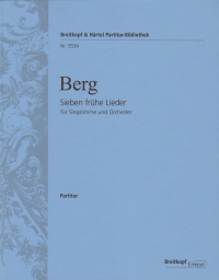 Berg Seven Early Songs Orchestral Score Sheet Music Songbook
