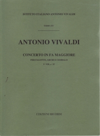 Vivaldi Bassoon Concerto F Major Fviii No 25 Score Sheet Music Songbook