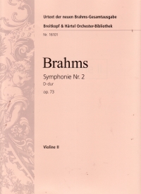 Brahms Symphony No 2 Op73 Dmaj Violin 2 Part Sheet Music Songbook