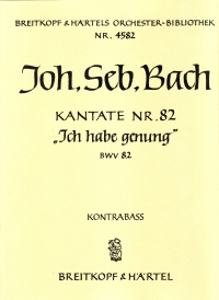 Bach Cantata No82 Ich Habe Genung Double Bass Part Sheet Music Songbook