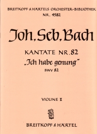 Bach Cantata No82 Ich Habe Genung Violin 2 Part Sheet Music Songbook