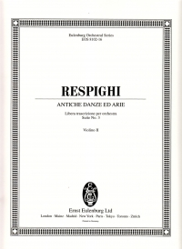Respighi Antiche Danze Ed Arie No3 Violin 2 Part Sheet Music Songbook