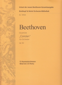 Beethoven Coriolan Overture Op62 Wind Parts Sheet Music Songbook
