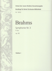 Brahms Symphony No 3 F Major Op90 Violin 1 Part Sheet Music Songbook