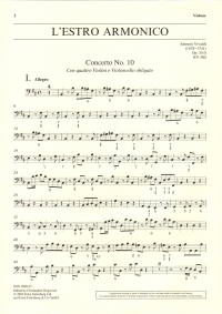 Vivaldi Lestro Armonico Op3 No 10 Rv580 Violone Sheet Music Songbook