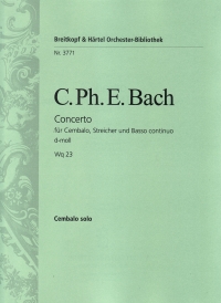 Bach Cpe Harpsichord Concerto Wq23 Continuo Part Sheet Music Songbook