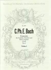 Bach Cpe Harpsichord Concerto Wq23 Violin 1 Part Sheet Music Songbook