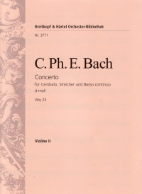 Bach Cpe Harpsichord Concerto Wq23 Violin 2 Part Sheet Music Songbook
