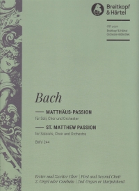 Bach St Matthew Passion Bwv 244 Bc Harpsichord Pt Sheet Music Songbook