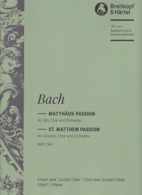 Bach St Matthew Passion Bwv 244 Bc Organ Pt Sheet Music Songbook
