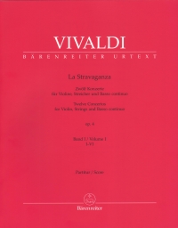 Vivaldi La Stravaganza Op4 Vol I Full Score Sheet Music Songbook