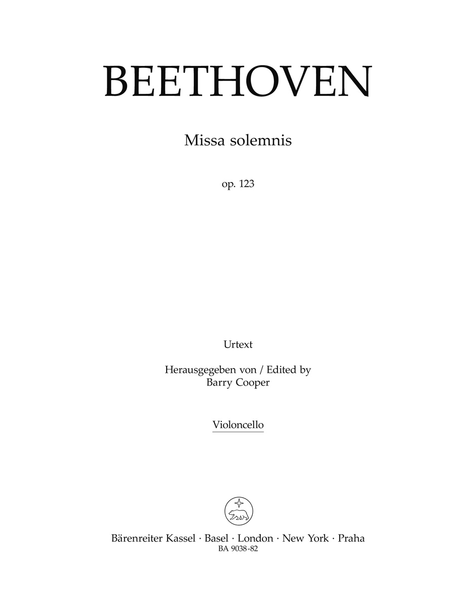 Beethoven Missa Solemnis Op.123 Cello Sheet Music Songbook