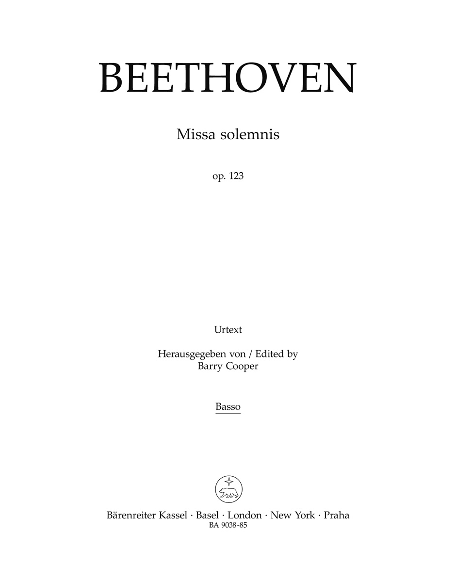 Beethoven Missa Solemnis Op.123 Double Bass Sheet Music Songbook