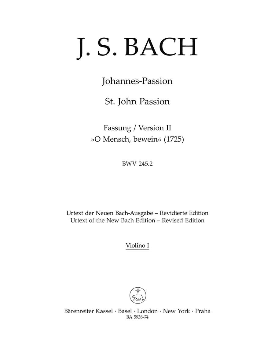 Bach St John Passion Bwv245.2 1725 Violin I Sheet Music Songbook