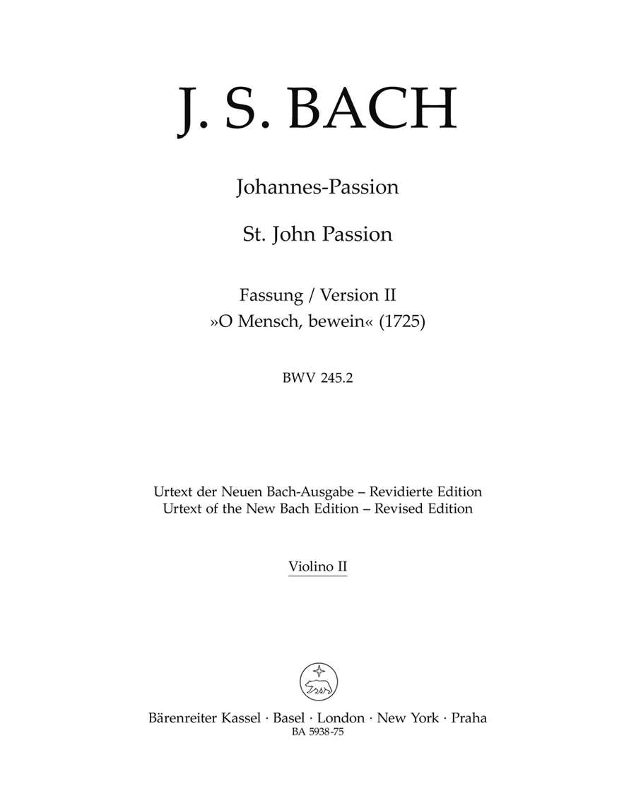 Bach St John Passion Bwv245.2 1725 Violin Ii Sheet Music Songbook